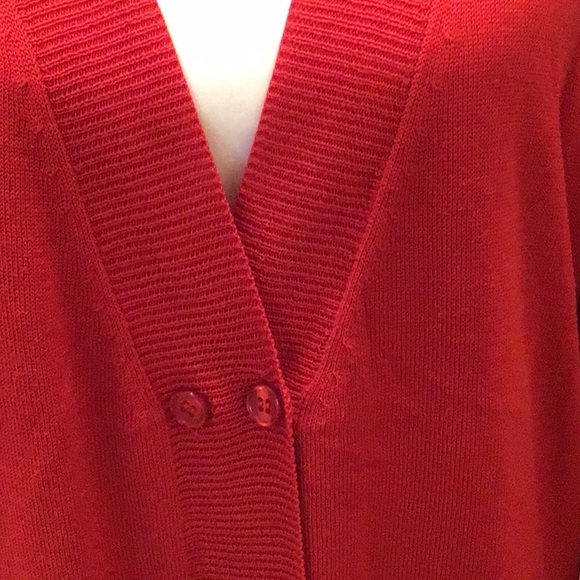 AVENUE RED CARDIGAN LONG SLEEVES SWEATER TOP SZ 14/16 - Picture 4 of 10